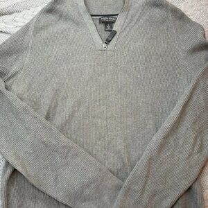 Banana Republic Mens Large Gray Quarter Zip Sweater Supima Cotton Classic Soft